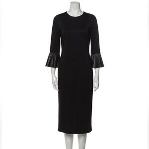 Alice + Olivia Crew Neck Midi Length Dress, black, size 8